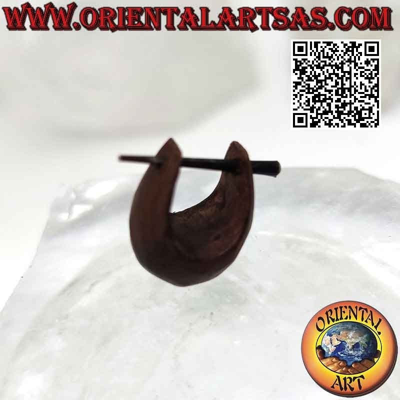 Boucles d'oreilles créoles en bois avec goutte arrondie mm, marron mat