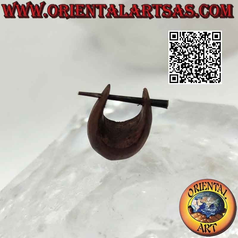 Pendientes de aro de madera con gota redondeada mm, marrón mate