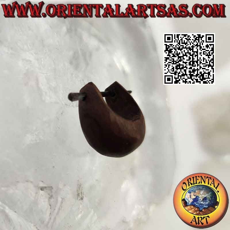 Pendientes de aro de madera con gota redondeada mm, marrón mate