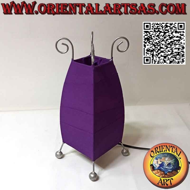 Ethnic table lamp, "conical parabola" with a square base in cotton 26 cm (purple)