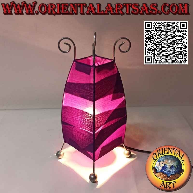 Lampe de table ethnique, "parabole conique" à base carrée en coton 26 cm (violet)