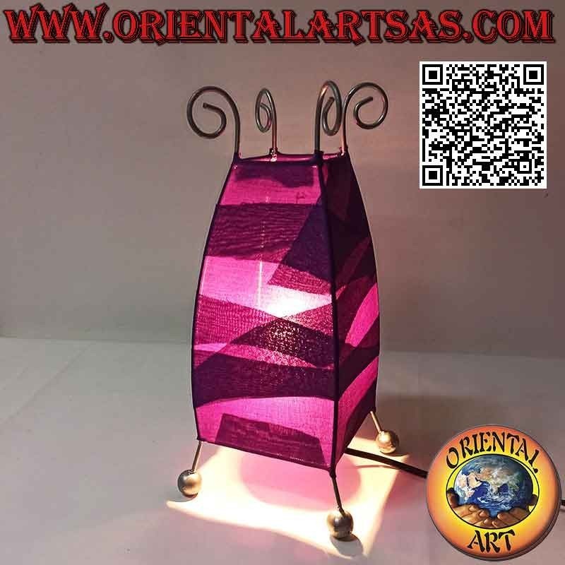 Lampada da tavolo etnica, "parabola conica" a base quadrata in cotone da 26 cm (viola)