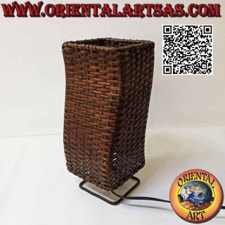 Lampe de table ethnique, "S-wave" avec une base carrée en bambou tressé 32 cm