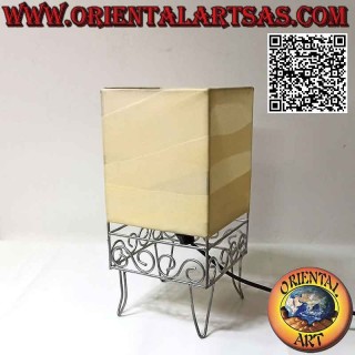 Ethnic table lamp, "parallelepiped with Greek foot" with a 30 cm square cotton base