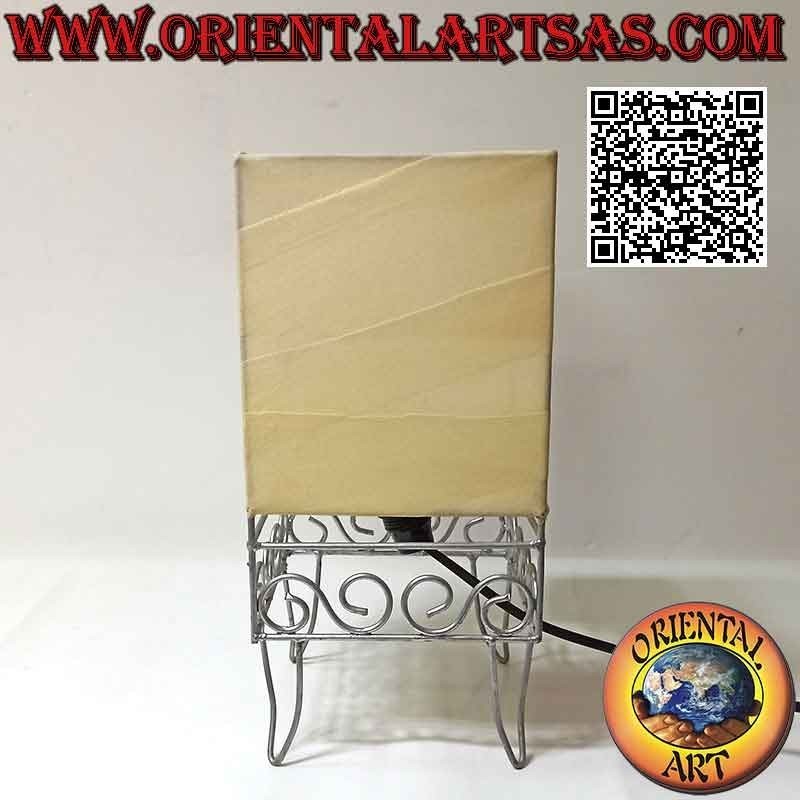 Ethnic table lamp, "parallelepiped with Greek foot" with a 30 cm square cotton base