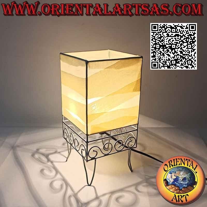 Ethnische Tischlampe "Parallelepiped mit griechischem Fuß" mit einem quadratischen Baumwollsockel von 30 cm