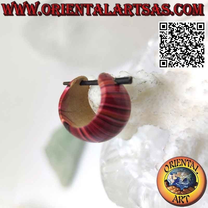 Boucles d'oreilles créoles en bois croissant et convexe de 16 mm, colorées en stries