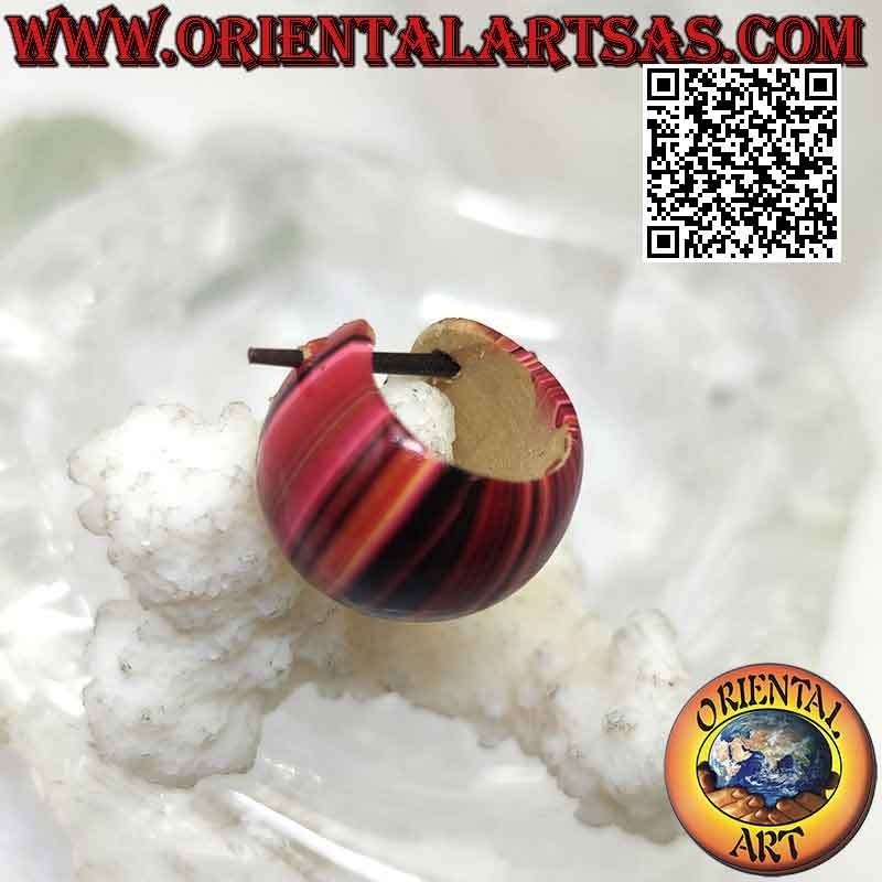 Boucles d'oreilles créoles en bois croissant et convexe de 16 mm, colorées en stries