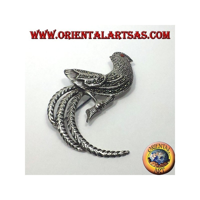 Gallo , spilla in argento con marcasite