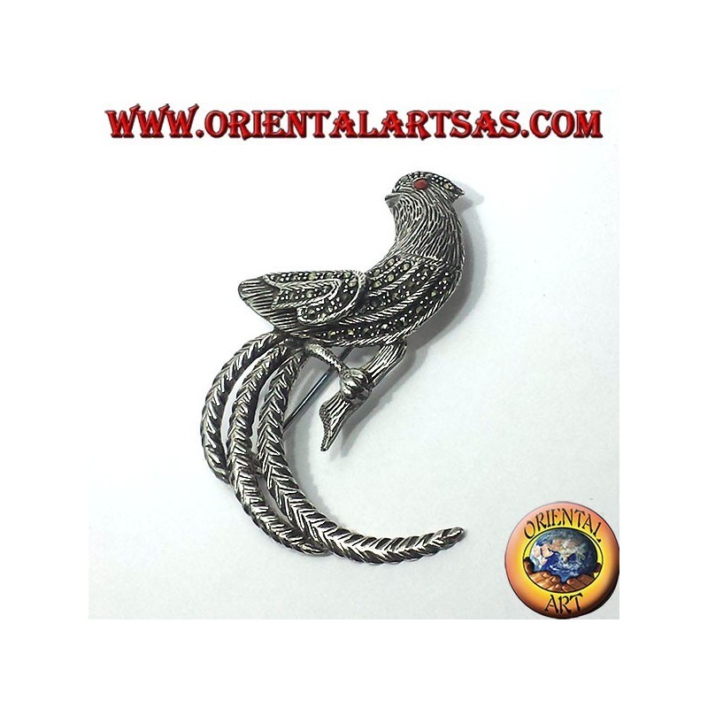 Gallo , spilla in argento con marcasite