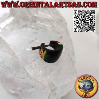 Orecchini a cerchio in legno crescente da 14 mm, jamaica con foglia