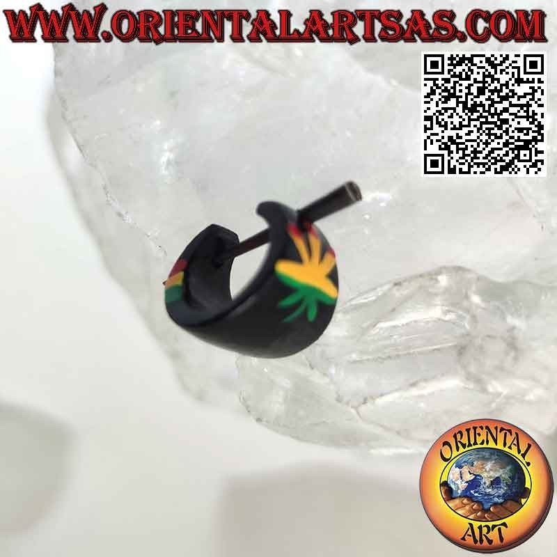 Pendientes de aro de madera en crecimiento de 14 mm, jamaica con hoja