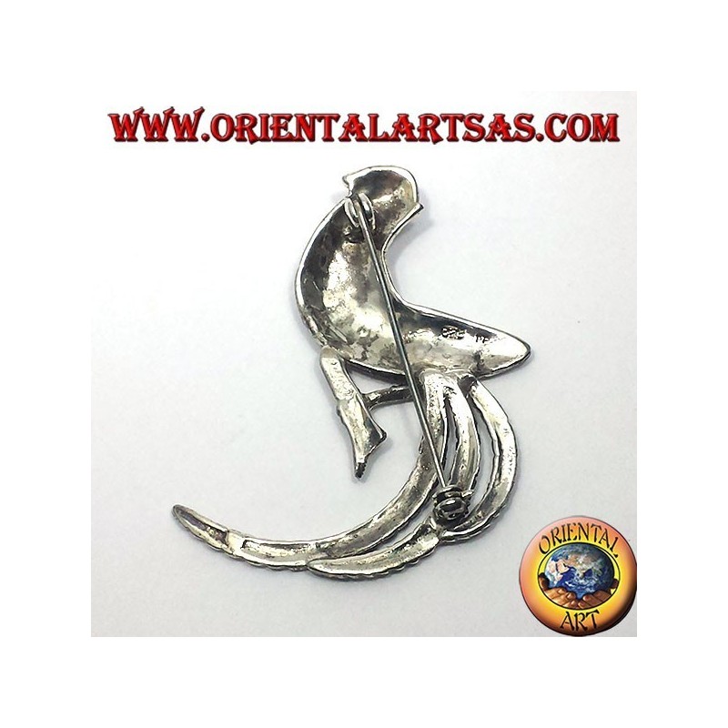 coq, broche en argent avec marcassite