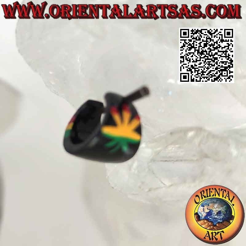 Boucles d'oreilles créoles bois en croissance 14 mm, jamaïque avec feuille