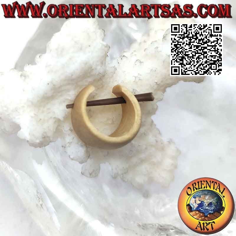 Orecchini a cerchio in legno crescente da 14 mm, beige lisci