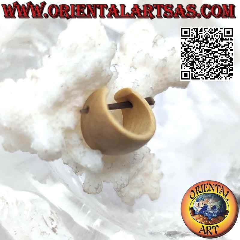 Orecchini a cerchio in legno crescente da 14 mm, beige lisci