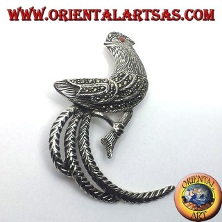 Gallo , spilla in argento con marcasite
