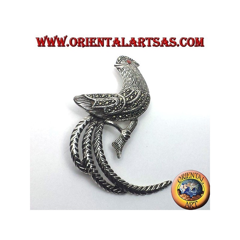 Gallo , spilla in argento con marcasite