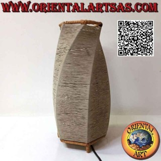 Ethnic table lamp, "conical spiral" with a round base with coiled cotton threads, 36 cm