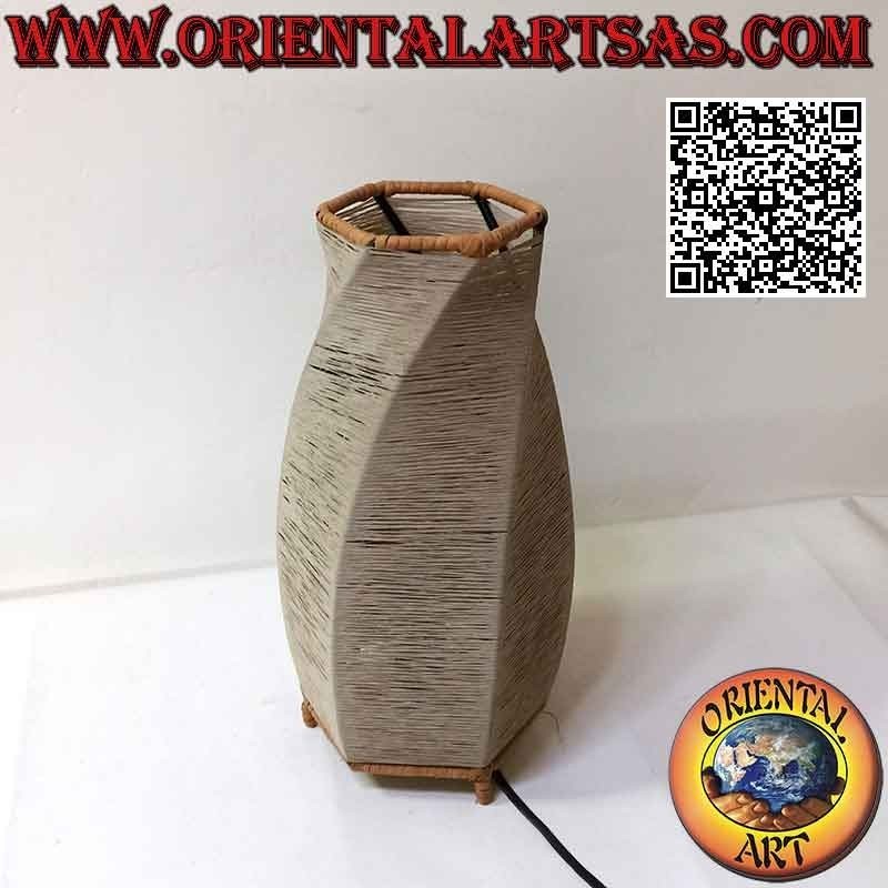 Lámpara de mesa étnica, "espiral cónica" con base redonda con hilos de algodón en espiral, 36 cm