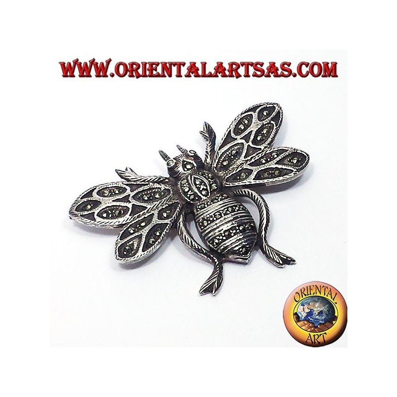 Spilla Ape con Marcasite Argento 925 - Gioiello Vintage Oriental Art