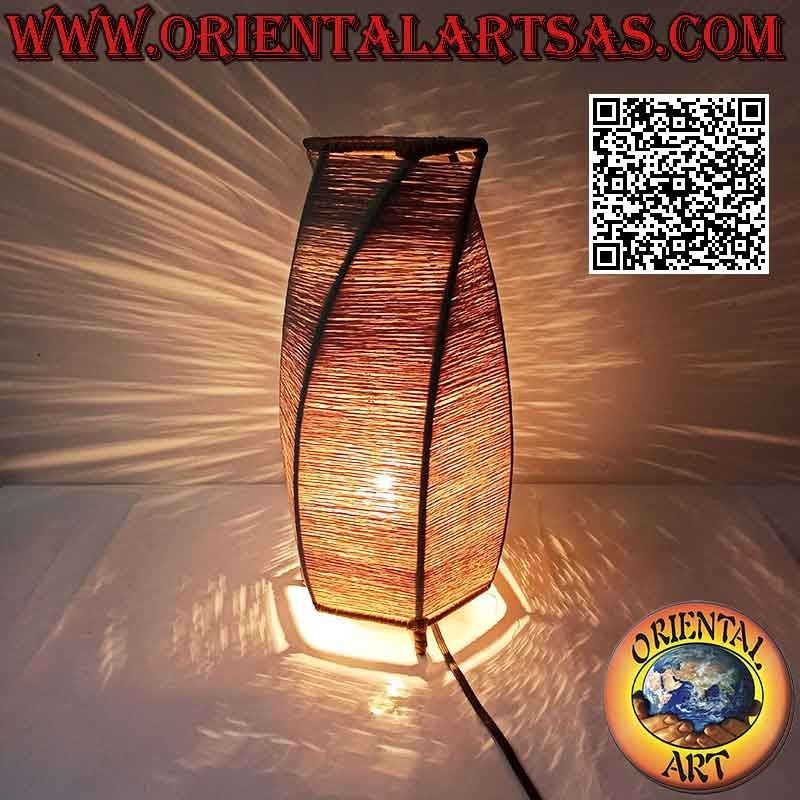 Lámpara de mesa étnica, "espiral cónica" con base redonda con hilos de algodón en espiral, 36 cm