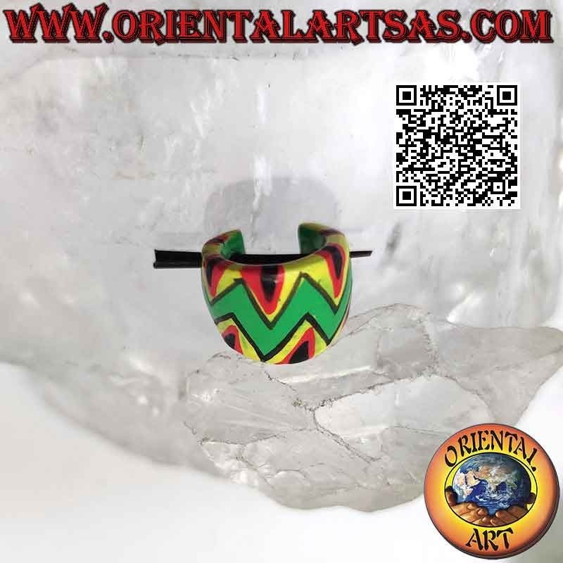 Boucles d'oreilles créoles bois croissant 14 mm, colorées