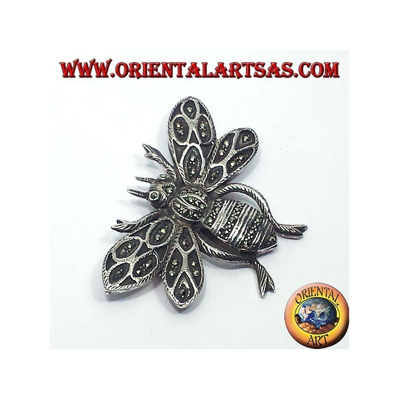 Bee, broche en argent avec marcassite