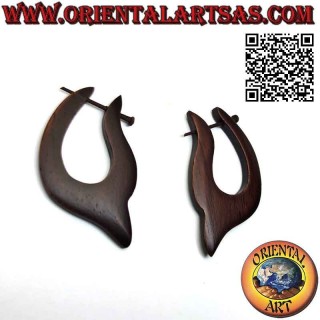 Pendientes aro madera forma abstracta