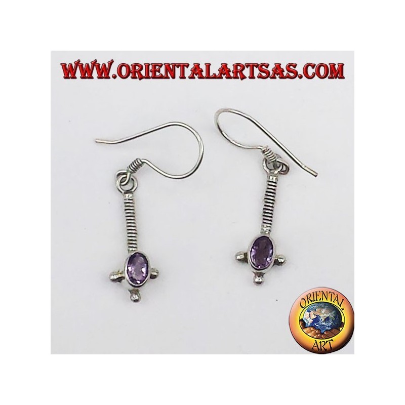 Pendientes de plata con amatista facetada ovalada