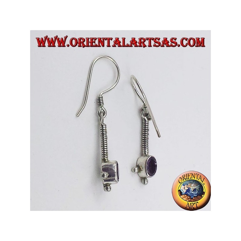 Silber-Ohrringe mit ovalen facettierten Amethyst