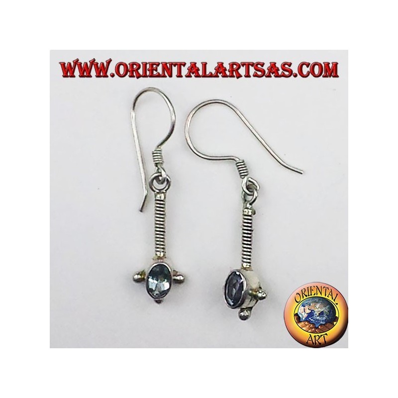 Silber-Ohrringe mit ovalen facettierten blauen Topas