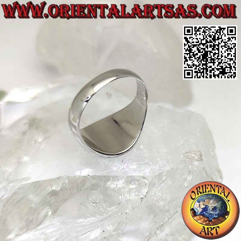 Anello in argento con onice tonda a filo bordo su montatura liscia da Ø 13 mm