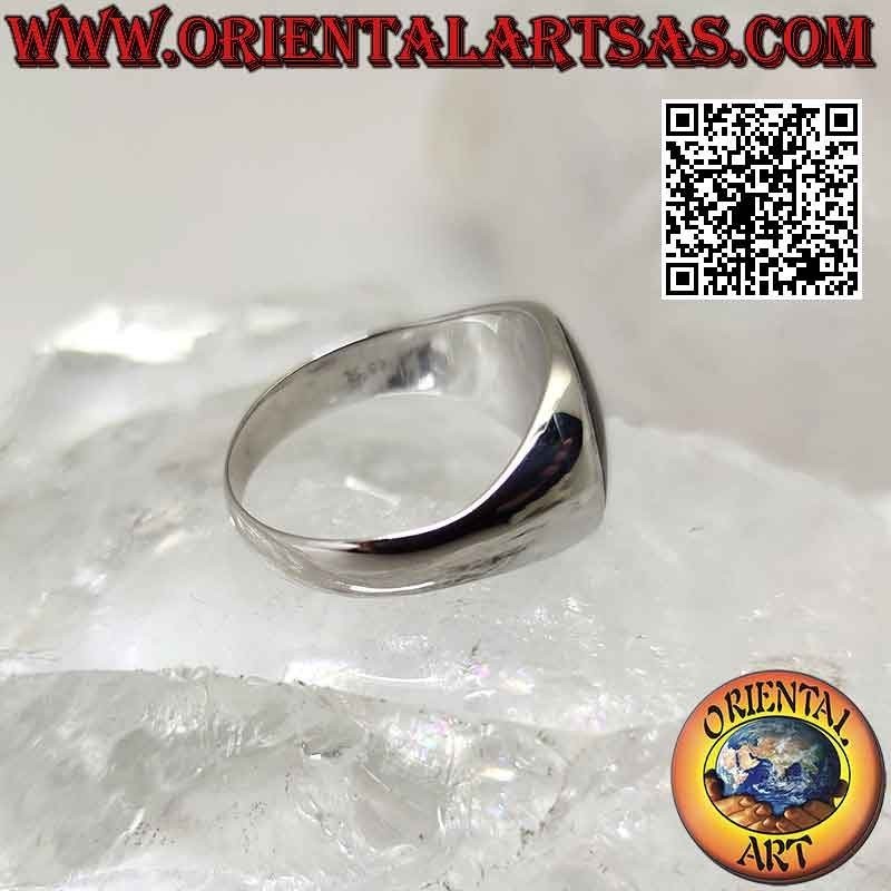 Anillo de plata con ónix redondo a ras de canto sobre marco liso de Ø 13 mm