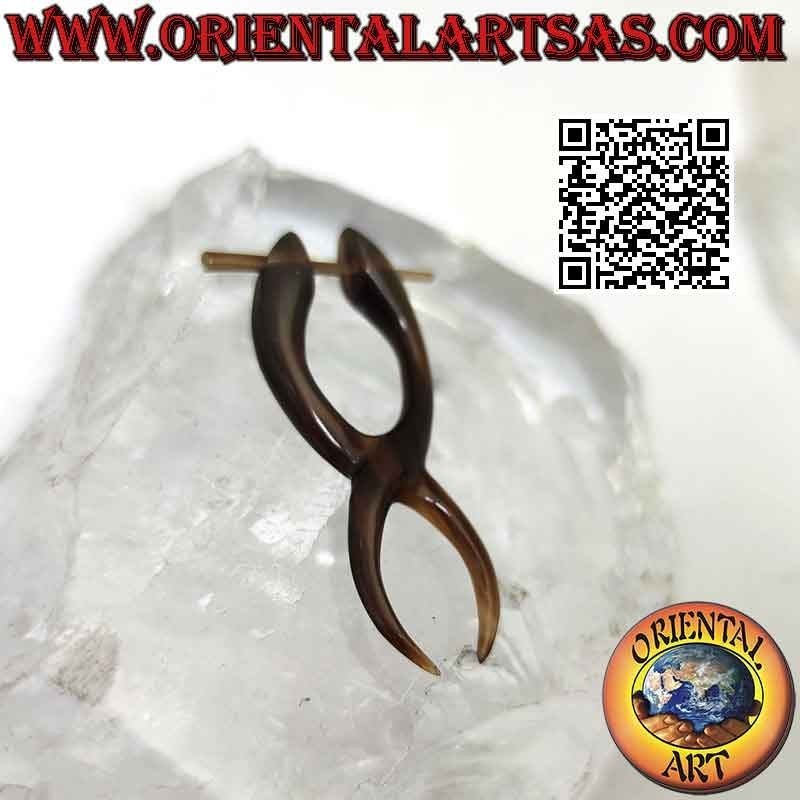 Pendientes de aro en cuerno de búfalo, ondas entrelazadas