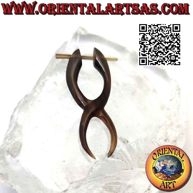 Boucles d'oreilles créoles en corne de buffle, vagues entrelacées