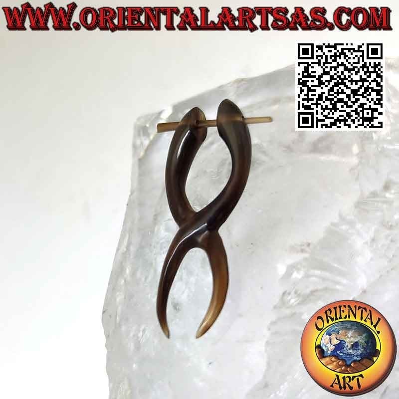 Hoop earrings in buffalo horn, intertwined waves