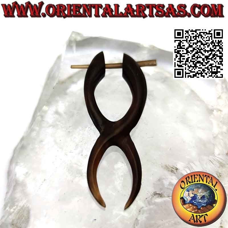 Pendientes de aro en cuerno de búfalo, ondas entrelazadas