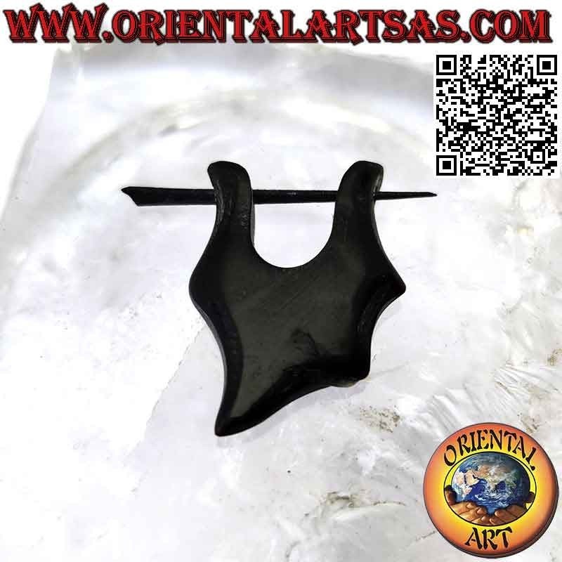 Orecchino a cerchio in corno di bufalo, astratti squadrati