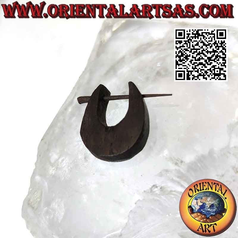 Teardrop, curved wooden hoop earrings