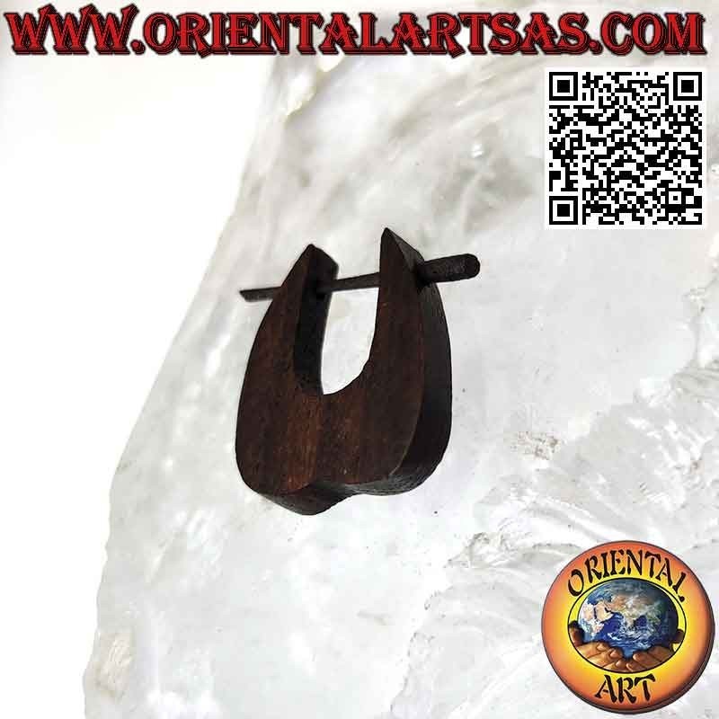 Pendientes de aro de madera con doble gota curvada
