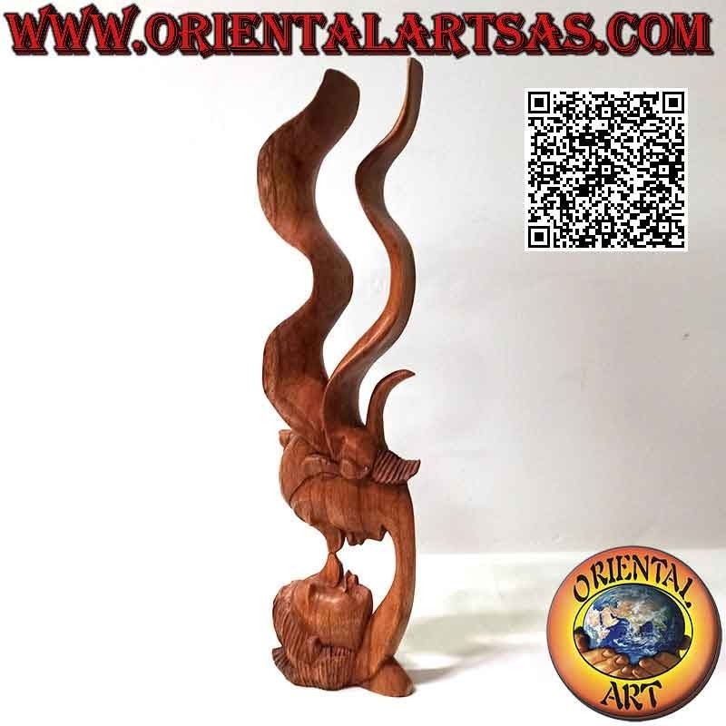Skulptur des Kusses zwischen zwei orientalischen Liebenden mit Profilschleier in 35 cm Suarholz (natur)
