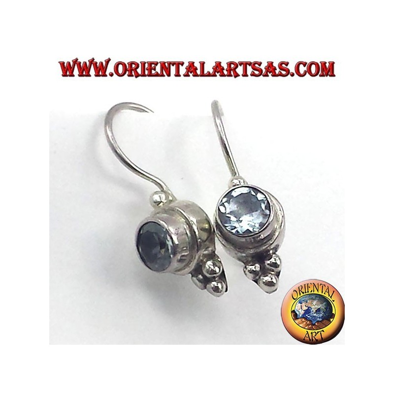 Ohrringe aus Silber mit Blautopas facettiert Runde