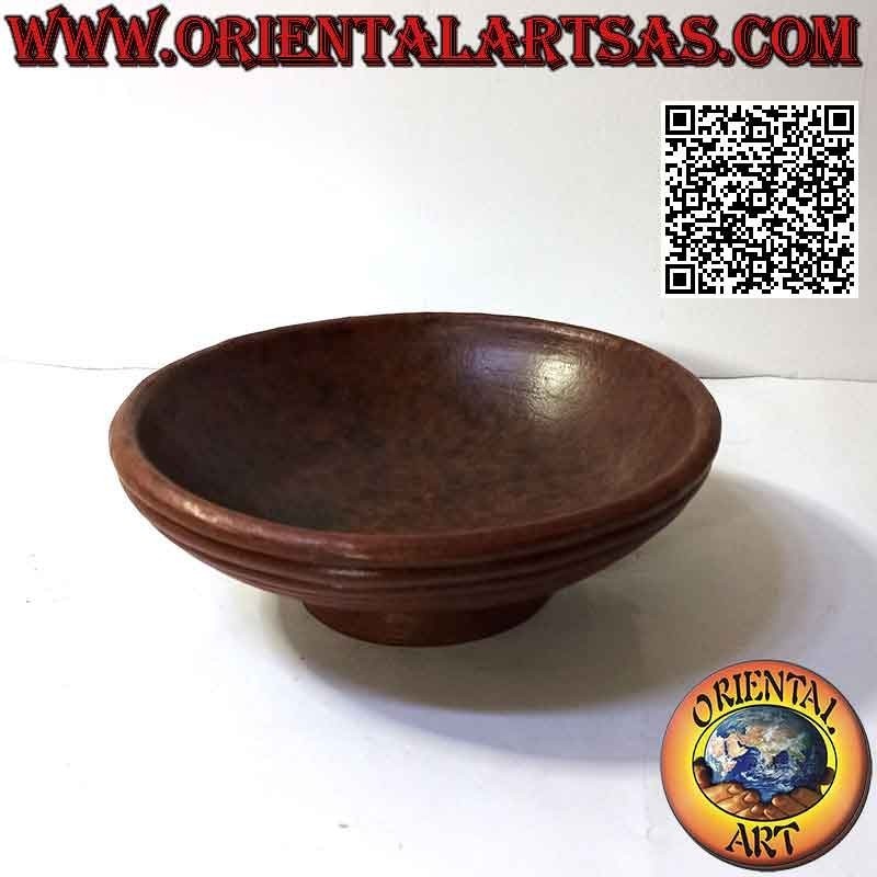 Round centerpiece or fruit plate in terracotta with 25 cm Ø striped underneath