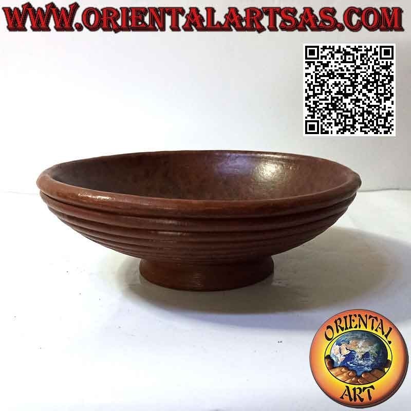 Round centerpiece or fruit plate in terracotta with 25 cm Ø striped underneath