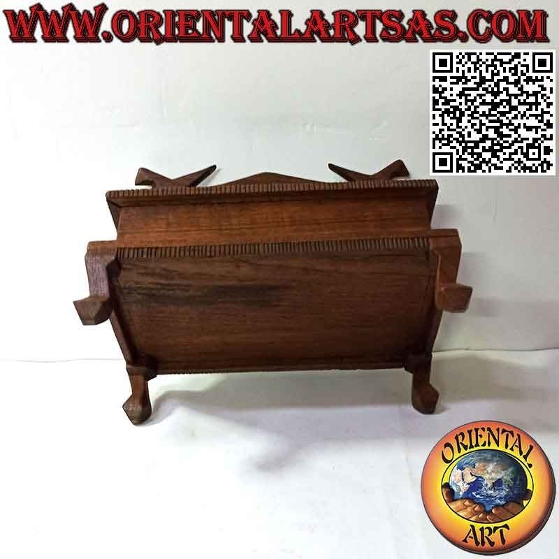 Portagioie rettangolare a sei scomparti con manico in legno di teak (fatto a mano)