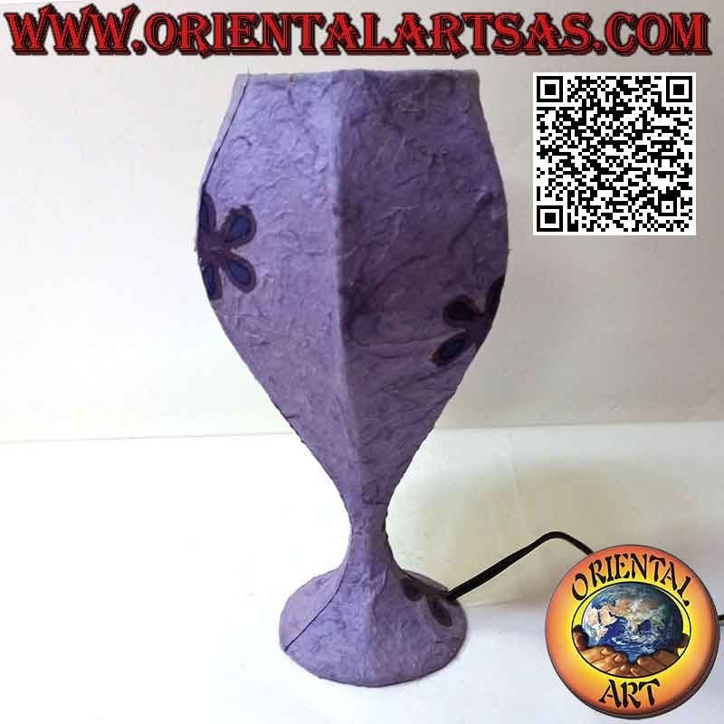 Lampe de table ethnique "calice" avec un socle rond en papier de riz 31 cm (violet)