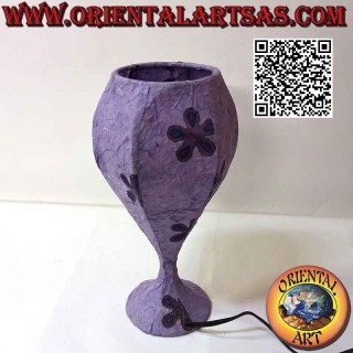Lampe de table ethnique "calice" avec un socle rond en papier de riz 31 cm (violet)