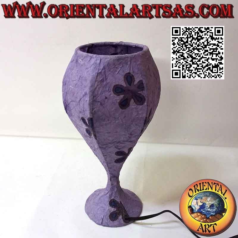 Ethnic table lamp, "chalice" with a round base in rice paper 31 cm (purple)