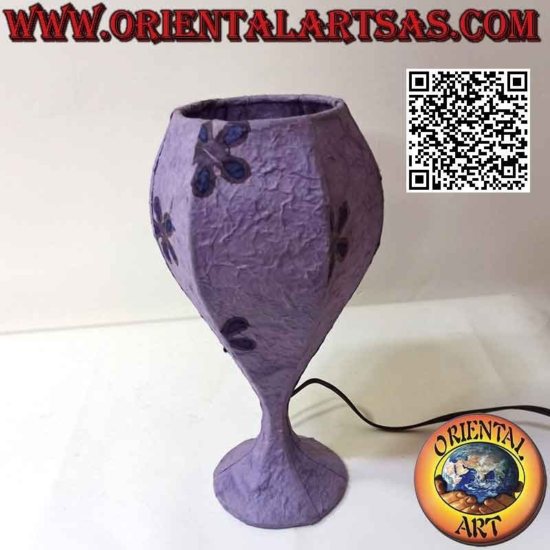 Ethnic table lamp, "chalice" with a round base in rice paper 31 cm (purple)